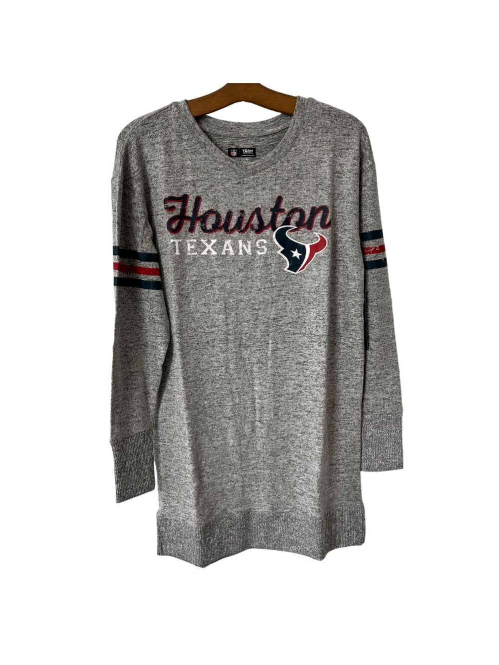 NFL Team Apparel Houston Texans Nightgown Medium Sleep Long Sleeve Gray NEW